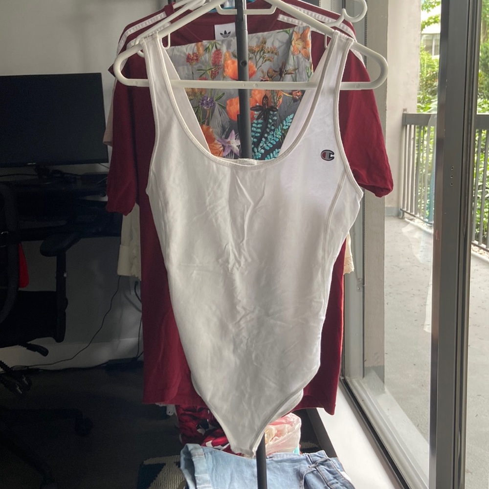 White Champion Bodysuit with snaps BNWT